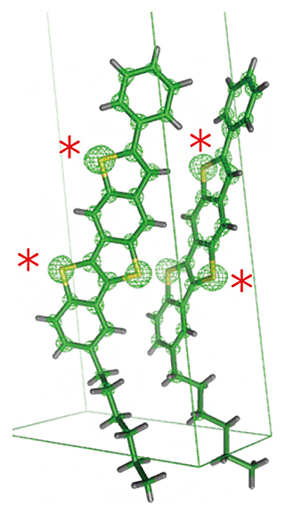 構造が知られていなかった有機半導体材料分子の図