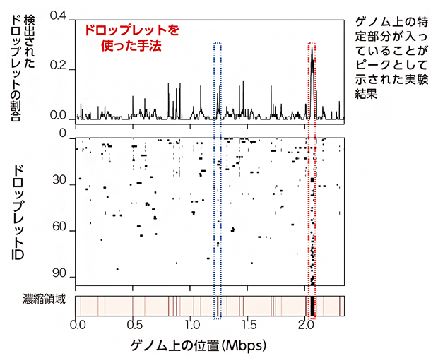 ドロップレットごとの検出ゲノム領域の解析の図