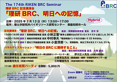 第174回理研BRCセミナーポスターの画像