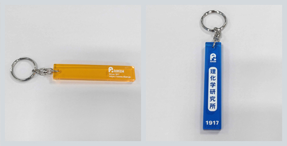 ホテルキーホルダー 黄色、青の写真