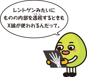 キャラクター「レントゲンみたいにものの内部を透視するときもX線が使われるんだって」