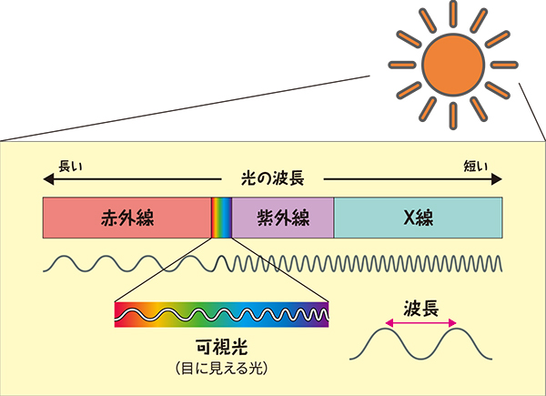 光の波長と可視光の図