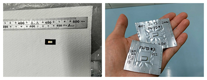 炭化ホウ素薄膜と蛍光飛跡検出器を組み合わせた中性子イメージングデバイスの図