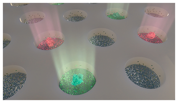 バイオマーカーの1分子デジタルSERS計数法の図