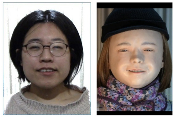 ヒト（実験参加者）の表情とそれを模倣するアンドロイド「二コラ」の表情の図