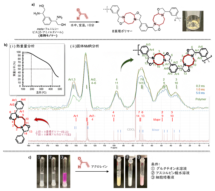フラスコ内での8員環ポリマー合成の図