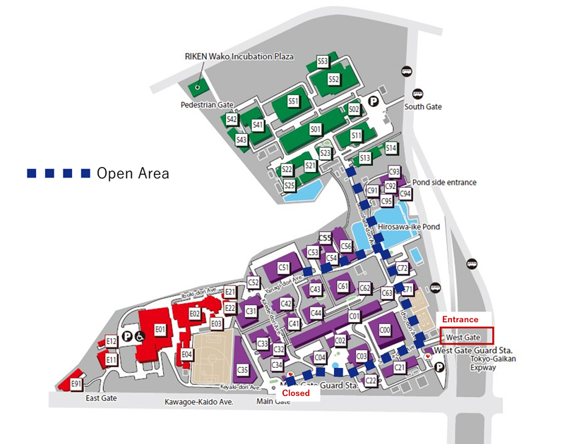 map showing open area in Wako Campus