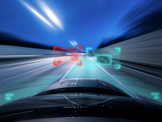 Image of view from a self-driving car