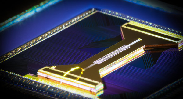 Picture of a close up of the trapped-ion quantum computer